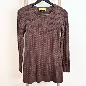 St. John Brown Wool Blend Cable Knit Sweater, Size 2